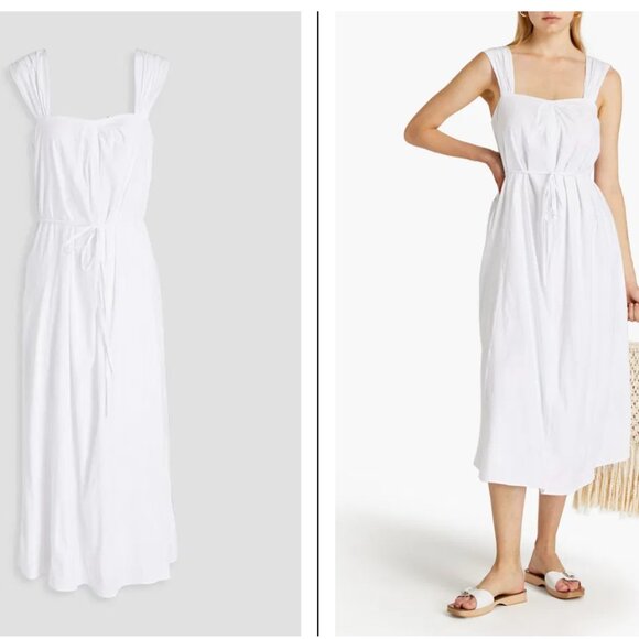 VINCE White Poet Linen Blend Midi Dress Size M $345 - Picture 4 of 14